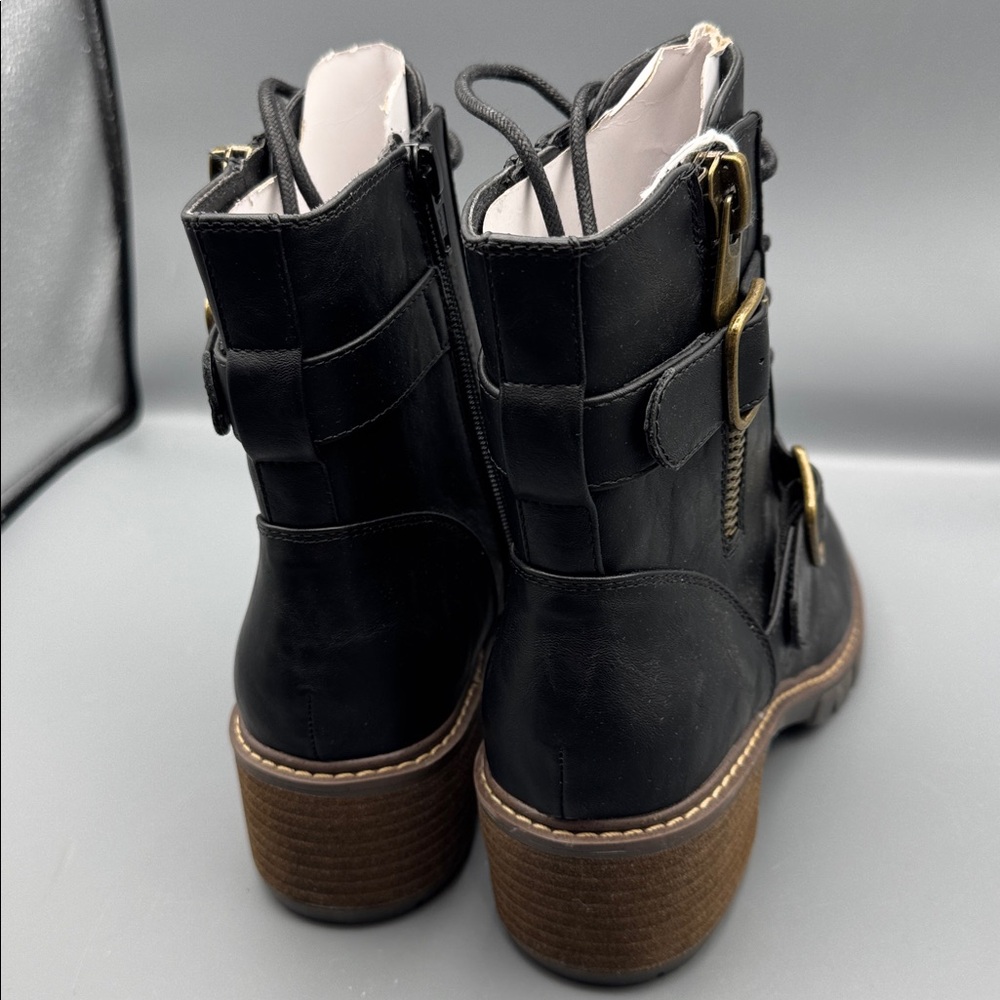 White Mountain Womens Crank Faux Leather Lace-Up Booties - Picture 3 of 5